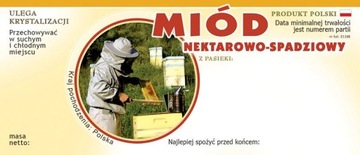 Etykiety na Miód Nektarowo-Spadziowy - wzór E1108