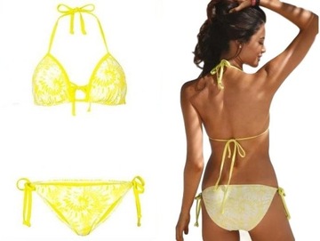słoneczne BIKINI STRÓJ fluo neon wiązane XL 42 B