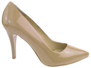 Badura buty czółenka 2156-69-P beż lakier skóra 40