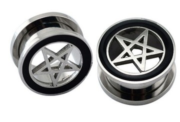 Tunel plug stalowy PENTAGRAM metal 8mm