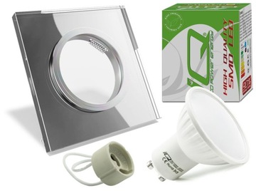ZESTAW OPRAWA SZKLANA SUFITOWA + GU10 5W LED CW