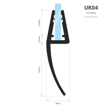 Уплотнитель для душевой кабины 90см 3,5 5 мм UK04