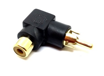 Adapter GN./WT. RCA (cinch) KĄTOWY GOLD czarny