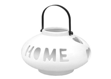 LAMPION BIAŁY CERAMICZNY LOVE HOME 22x13 ŚWIECZNIK