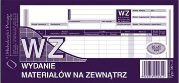 Druk WZ WYDANIE MATERIAŁÓW NA ZEW. 351-8 Dr46 ŁDŹ