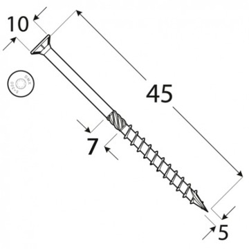 Шурупы по дереву 5x45 КОНУСНЫЕ 200 шт.