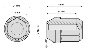 Nakrętki do alufelg M12x1,5 20szt MAZDA TOYOTA