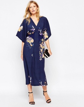 Liquorish midi kimono šaty s kvetmi M 38
