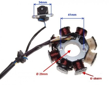 STATOR ISKROWNIK 8 CEWEK 4 PRZEWODY 4T KINGWAY