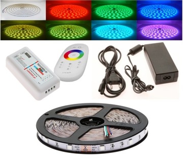 ZESTAW Taśma LED 5050 5m RGB +BIAŁY +PILOT DOTYK