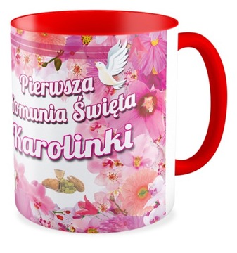 FOTO KUBEK czerwony I KOMUNIA ŚWIĘTA RÓŻNE WZORY
