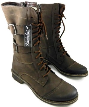 K-727 SZNUROWANE SZTYBLETY, OFICERKI, GLANY SKÓRA NATURALNA roz. 38