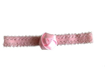 OPASKA z kwiatem RÓŻOWYM 36cm-52cm CHRZEST