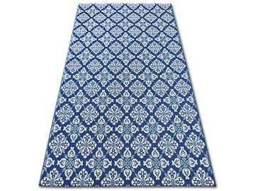 DYWAN PŁASKO TKANY JUTA 120x170 KWIATY blue #B532