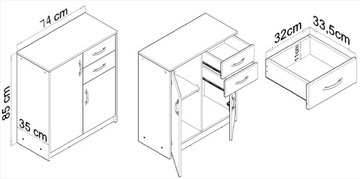 Комод 2D2S WHITE полка с ящиками ROB