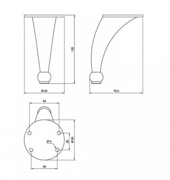 МЕБЕЛЬНАЯ НОЖКА ЗНАЛ ХРОМ H-102 MM NA043 AMIX