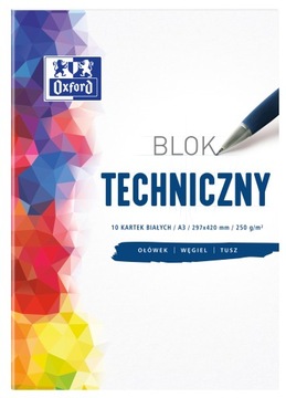 OXFORD BLOK TECHNICZNY A3/10 BIAŁE KARTKI 250G