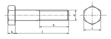 Винты M14x140 с шестигранной головкой 10,9 черные DIN 931 1 шт.