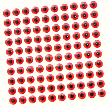 Oczy 3D Mocny Klej 8 mm.Wypukłe CZERWONE 100 szt.
