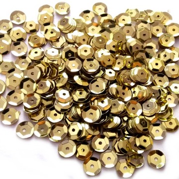 CEKINY kółka łamane 8mm 5g JASNE ZŁOTO METALICZNE