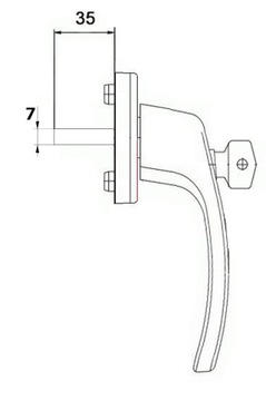 Ручка оконная для окна с ключом АНТРАЦИТ 7016