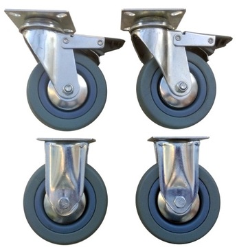 Zestaw kół 100 mm 4 szt szare 270 KG hamulec kółka