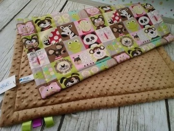 LuLi kocyk koc ZWIERZĄTKA handmade ocieplany minky