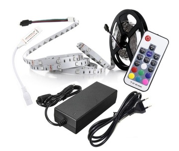 Taśma LED ZESTAW 150RGB 5050 5m pilot RF17 +zasil