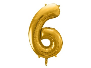 Balon foliowy na hel CYFRA 6 - złoty - 100 cm