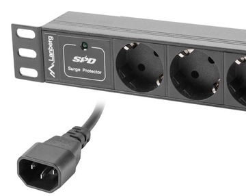 LISTWA RACK 10'' 1U 10A 3X SCHUKO 2M CZARNA C14