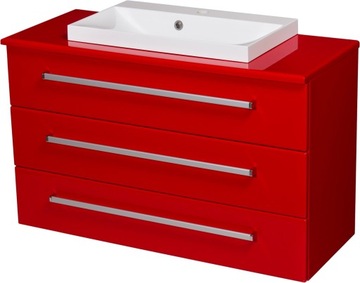 FOKUS meble łazienk czerwona szafka + umywalka 100