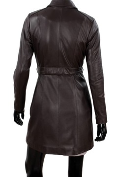 Dvojradový Dámsky kožený kabát vo farbe hnedá DORJAN WIA123 L