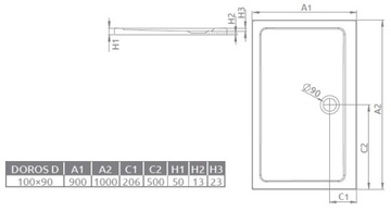 RADAWAY ПРЯМОУГОЛЬНЫЙ ДУШЕВОЙ ПОДДОН DOROS D 100x90x5см