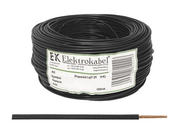 PRZEWÓD LGY 1X0.5mm2 CZARNY ELEKTROKABEL 1M.