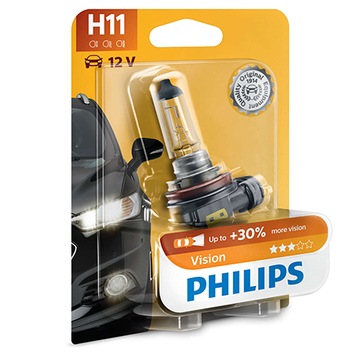 Лампа Philips H11 Vision 55 Вт + на 30 % больше света