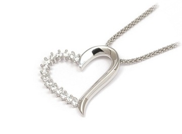 СЕРЕБРЯНАЯ ЦЕПЬ И КУЛОН-РОДАТА. СЕРДЦЕ ЦИРКОНИЙ