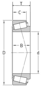 Łożysko stożkowe import 32211 MGK 55x100x26,75 55 x 100 mm