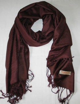 ШАРФ Шарф из кашемира пашмины, БОЛЬШОЙ, Темно-коричневый, ШОКОЛАДНЫЙ