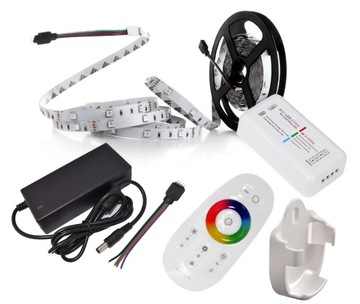 ZESTAW LED RGB + BIAŁY 5050 TAŚMA 5m PILOT DOTYK