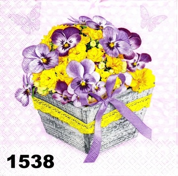 Serwetki do decoupage-1szt- KWIATY- MOTYLE-NR 1538