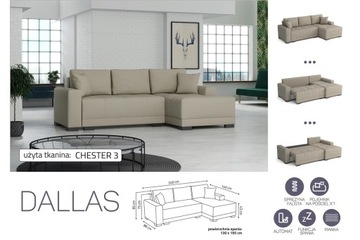 Narożnik DALLAS NEW rogówka kanapa sofa rozkładana