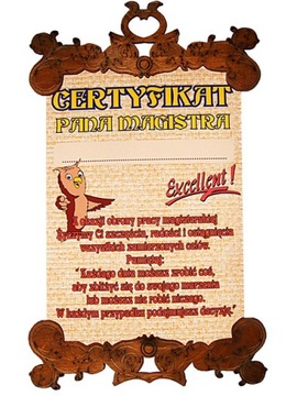 dyplom certyfikat Magister prezent Pana Magistra