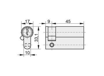 ВСТАВКА ОДНОСТОРОННЯЯ ДЛЯ ЗАМКА KASTEL GRAM LOCK 45X9