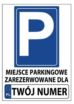 parking ZAREZERWOWANY prywatny rejestracja 21x15 znak tablica tabliczka