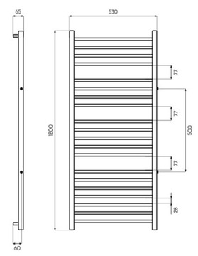 Боковой радиатор SPARK 120x53 - ГРАФИТ / ЧЕРНЫЙ МАТОВЫЙ