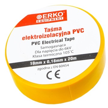 Taśma izolacyjna 19mm 20m żółta 1szt duża ERKO