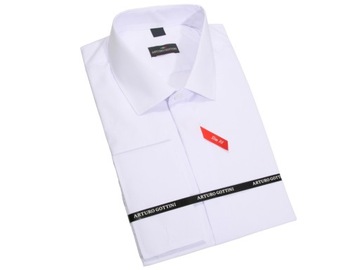 KOSZULA BIAŁA GŁADKA NA SPINKI 41 182-188 SLIM FIT