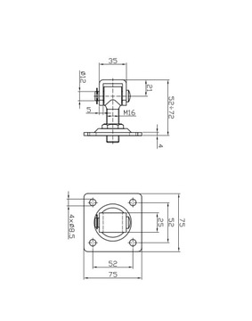 ПЕТЛЯ РЕГУЛИРУЕМАЯ М16 С ОСНОВАНИЕМ 75x75x4 ДЛЯ ВОРОТ