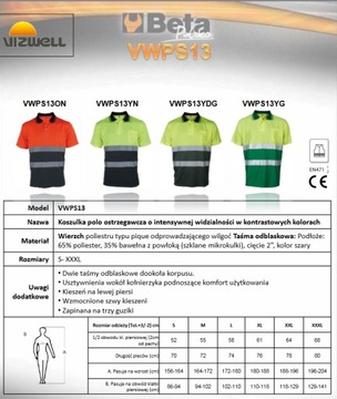KOSZULKA POLO OSTRZEGAWCZA BETA VWPS13 ROZ S