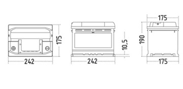 ZAP PLUS АККУМУЛЯТОР 12В 62Ач 520А 242*175*190мм L+